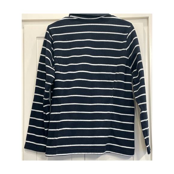 Land's End Navy/White 1/4 zip fleece pullover M/T 10-12 - Picture 2 of 8